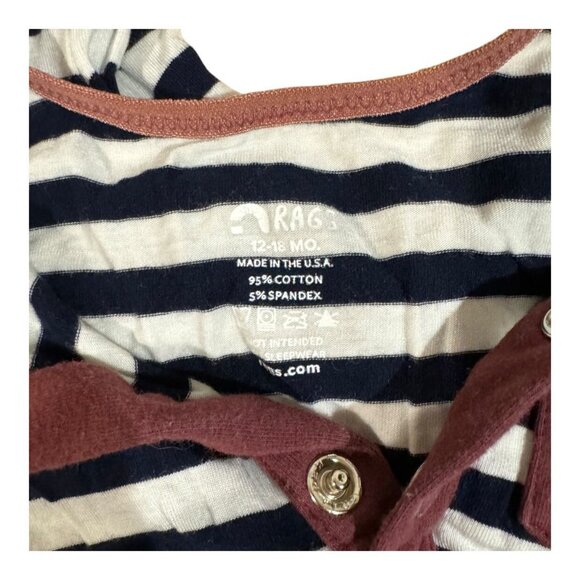 Rags One Piece Romper Striped Burgundy Size 12-18 Months - Picture 3 of 3